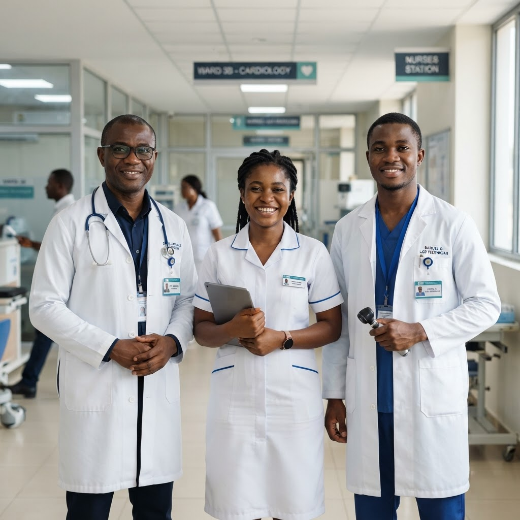 Professional African medical team at Hope Health Clinic